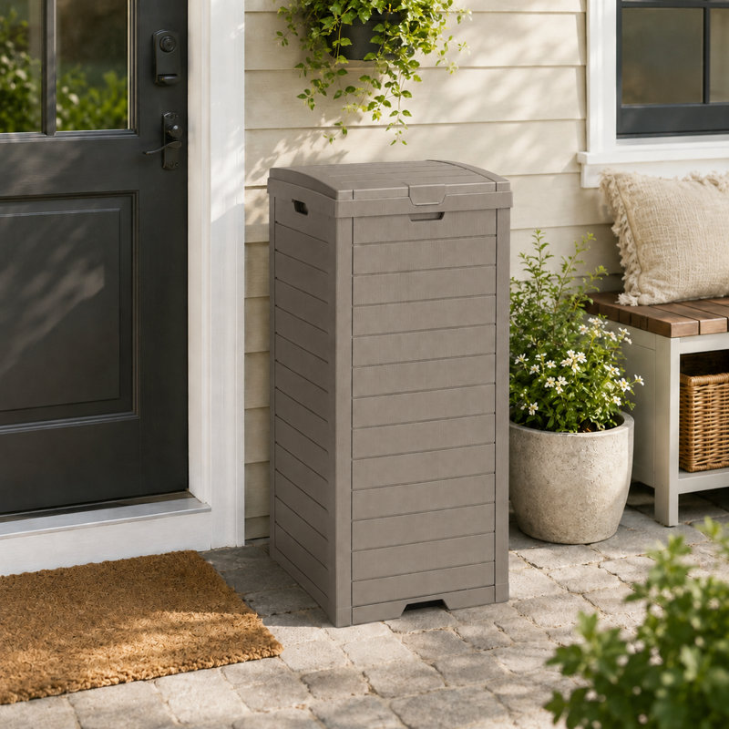 35 Gallon Outdoor Trash Can with Lid and Drip Tray