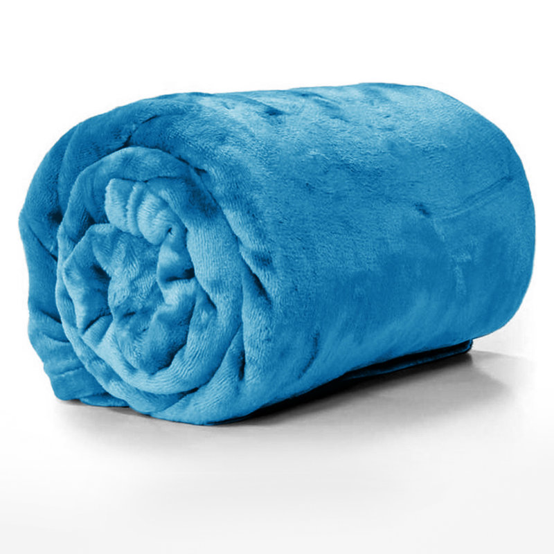 Couverture réversible en fausse fourrure de peluche vison, Grand, Sarcelle