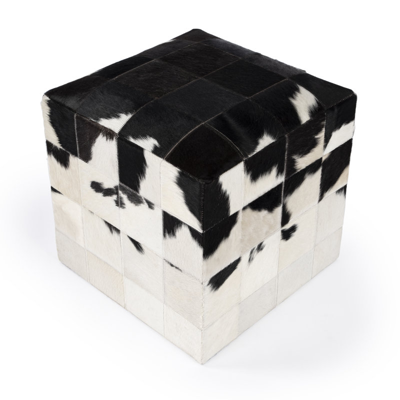 Victorian Hair on Hide Cube Ottoman