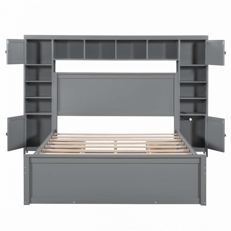 Lit en bois avec douilles, Gris