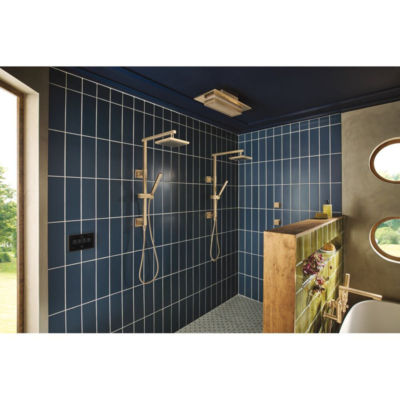 21” Single-Function Raincan Shower Head with Integrated Lighting - 1.75 GPM, Brilliance Polished Nickel with Wood