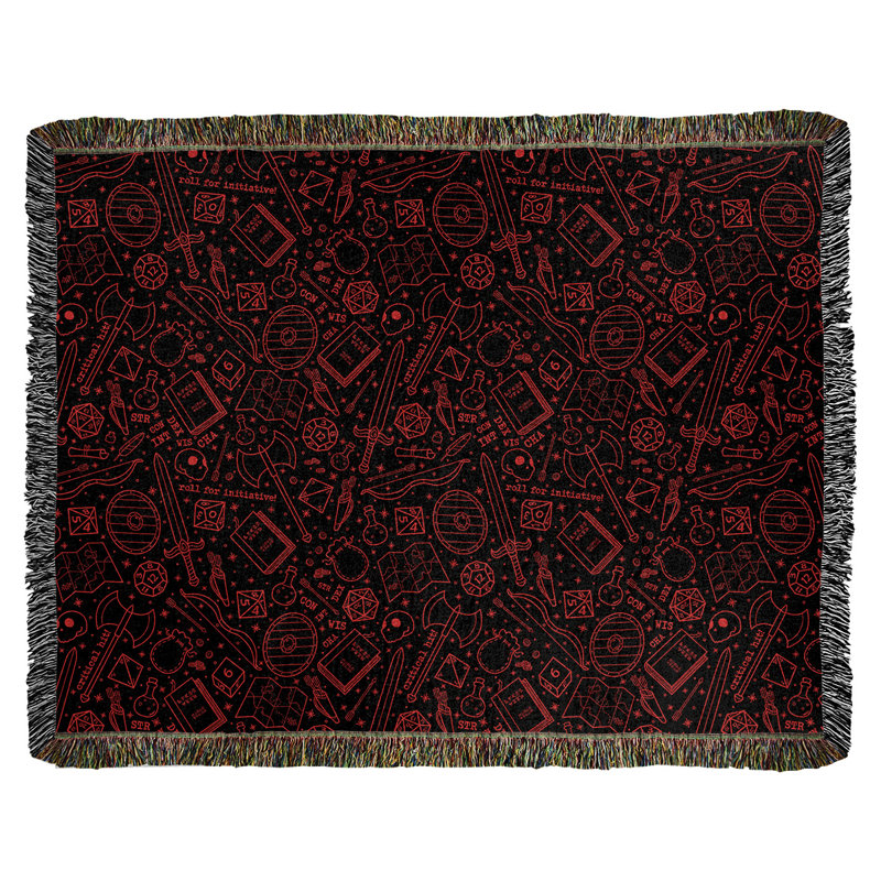 Couverture en coton tissé Katelyn Elizabeth, l 37 po x L 52 po, Noir / Rouge