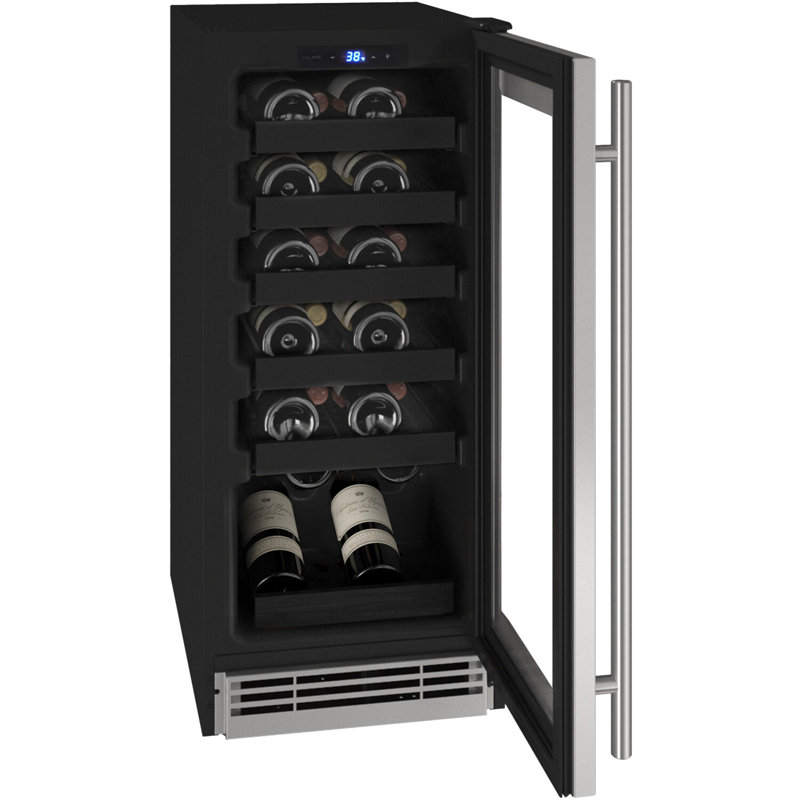 U-Line Single Zone 23.25'' 24 Bottle Wine Refrigerator with Reversible Door, Black
