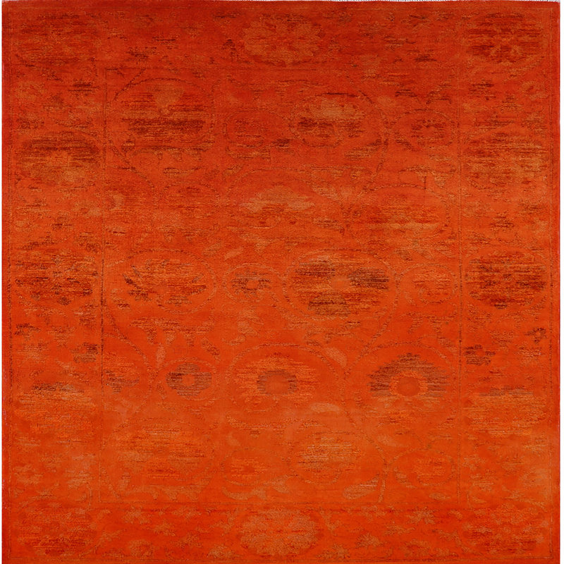 Tapis de style oriental rouge, Carré de 3 pi