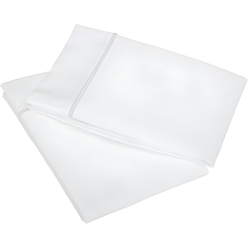 400TC Single Embroidery Cotton Sateen Pillowcases (Set Of 2), White/White