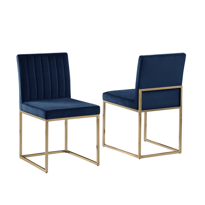 Loxi Velvet Side Chair, Navy