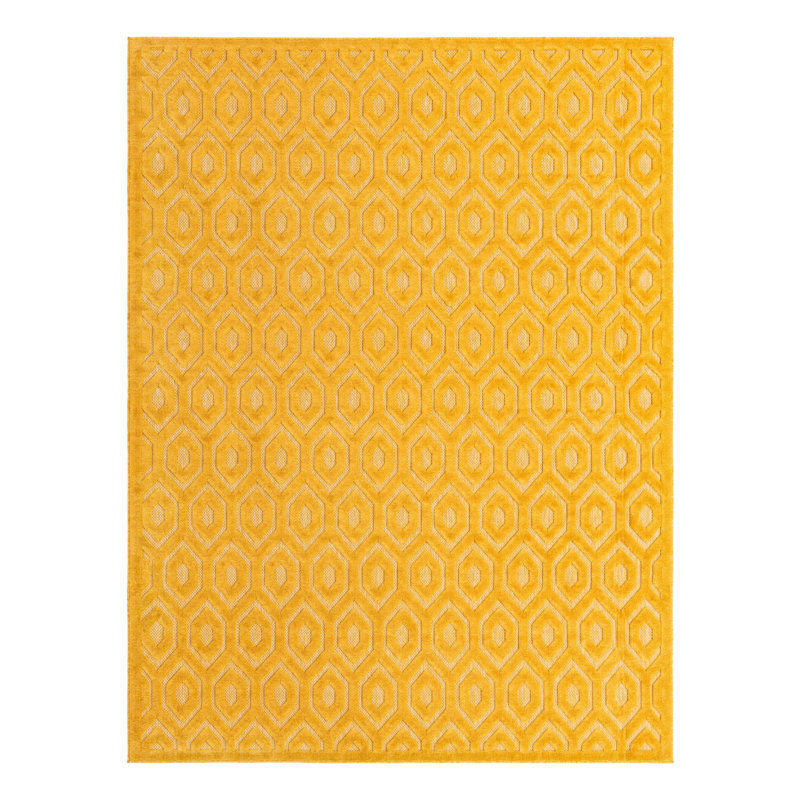 Tapis intérieur / extérieur jaune Griffing, Rectangle 9 pi x 12 pi