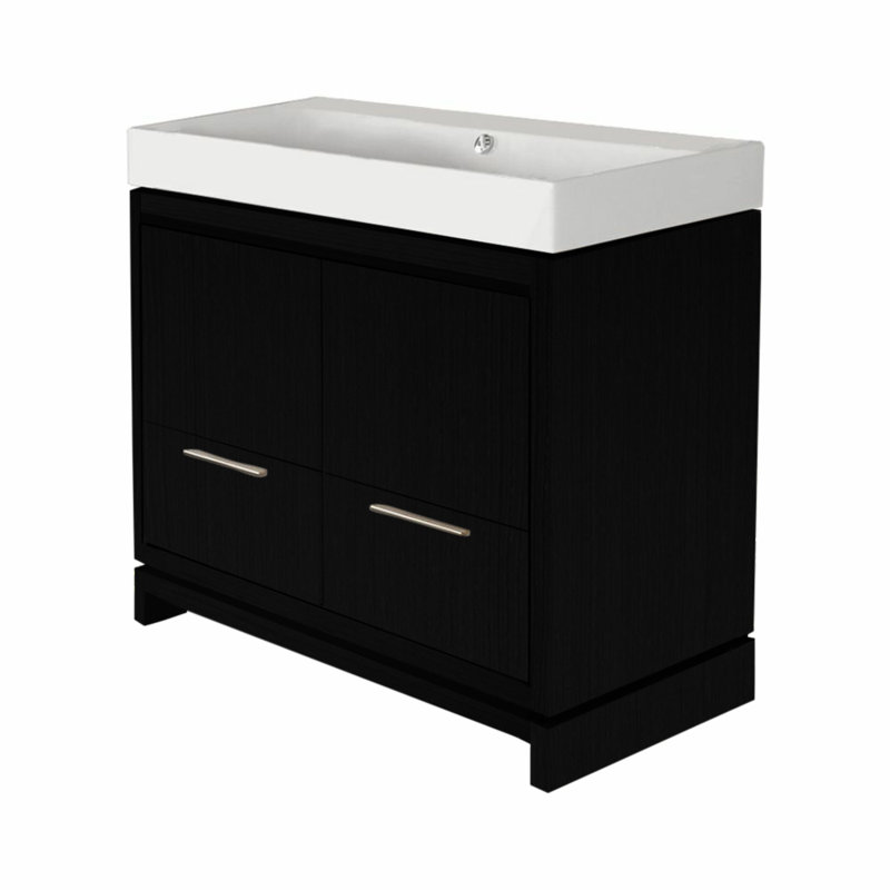 Aquasei 38.88'' W Single Bathroom Vanity Base, Matte Black