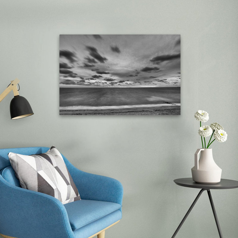 Endless Ocean Contemporary - noir, noir et blanc, blanc, plage, nuage, H 24 po x l 16 po