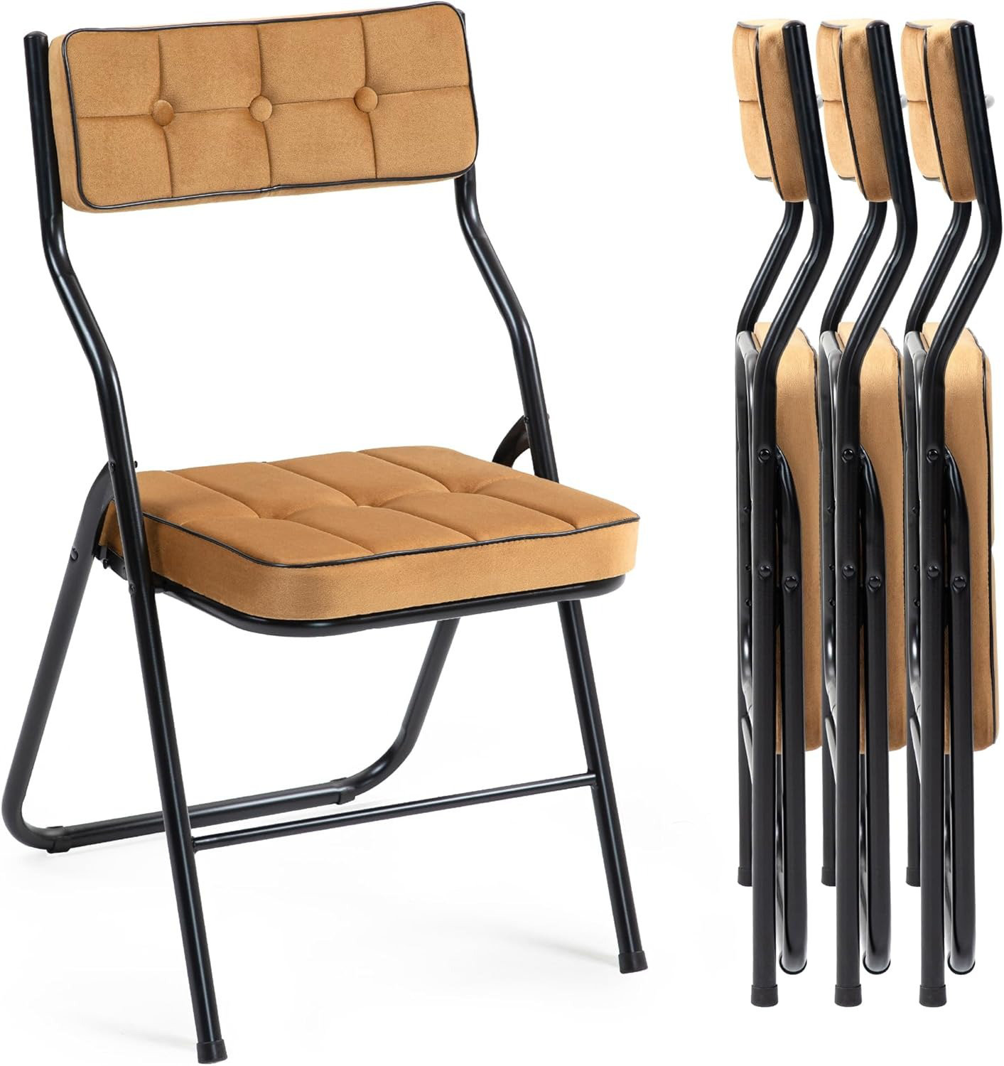 Luteren 4 Pack Padded Folding Chairs Foldable Dining Chairs With Cushion, Portable And Assembled Folding Extra Chair For Guests Kitchen Office Wedding Party | Wayfair