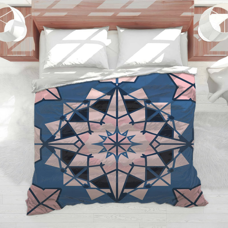 Pink Blue Kaleidoscope Comforter, Queen