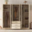 Armoire de rangement Mid-Century moderne à 6 portes en bois pour chambre avec grands tiroirs-206797921