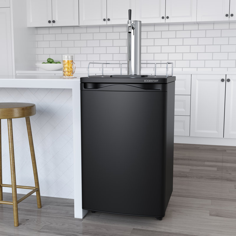 EdgeStar 4.9 Cubic Feet Single Tap Freestanding Kegerator with Adjustable Temperature, Black