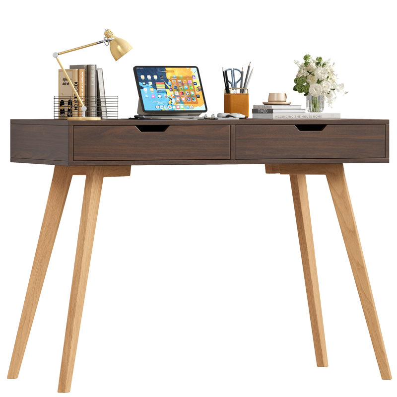 Bureau d'écriture à 2 tiroirs Baber, Marron foncé