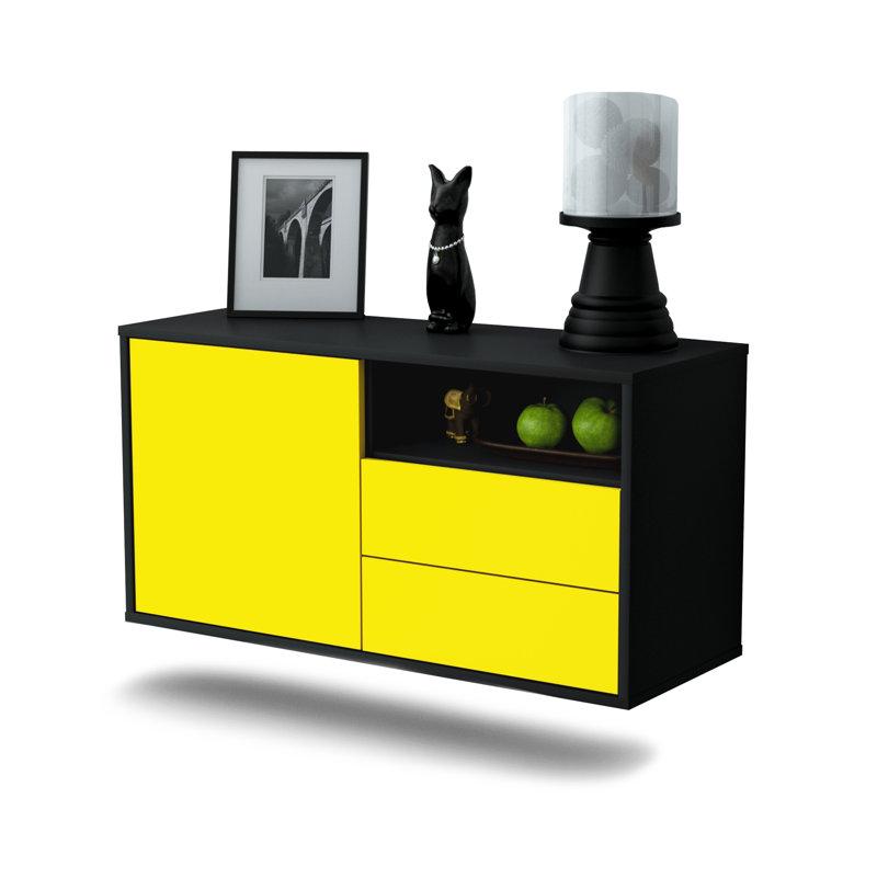 Garibaldi Unfinished Floating TV Stand, Yellow