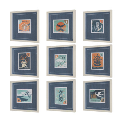 Bon Voyage (Set Of 9) By Studio A Hand Embellished Framed Art Print Matted Under Glass