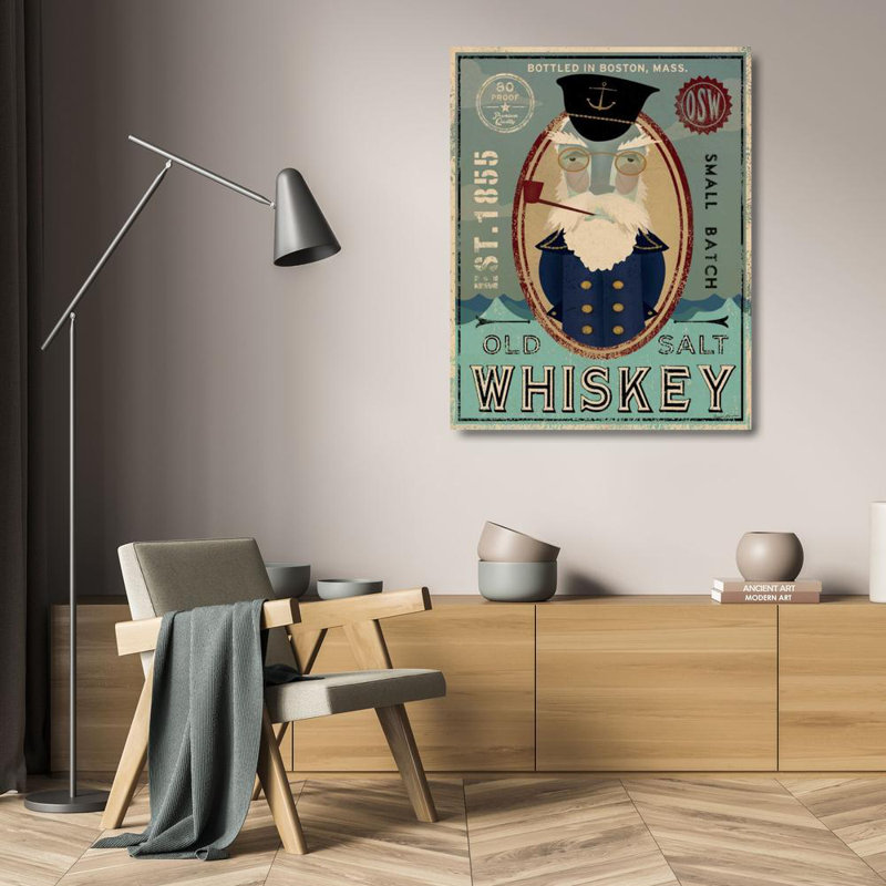 «Breakwater Bay Fowler, Ryan», reproduction d'art sur toile tendue: Fisherman III Old Salt Whiskey, H 24 po x l 20 po