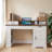 Farmhouse Office Desk With Storage Cabinet, Charging Station, Barn Door Design, Keyboard Tray, Monitor Stand And Pegboard-1090102146