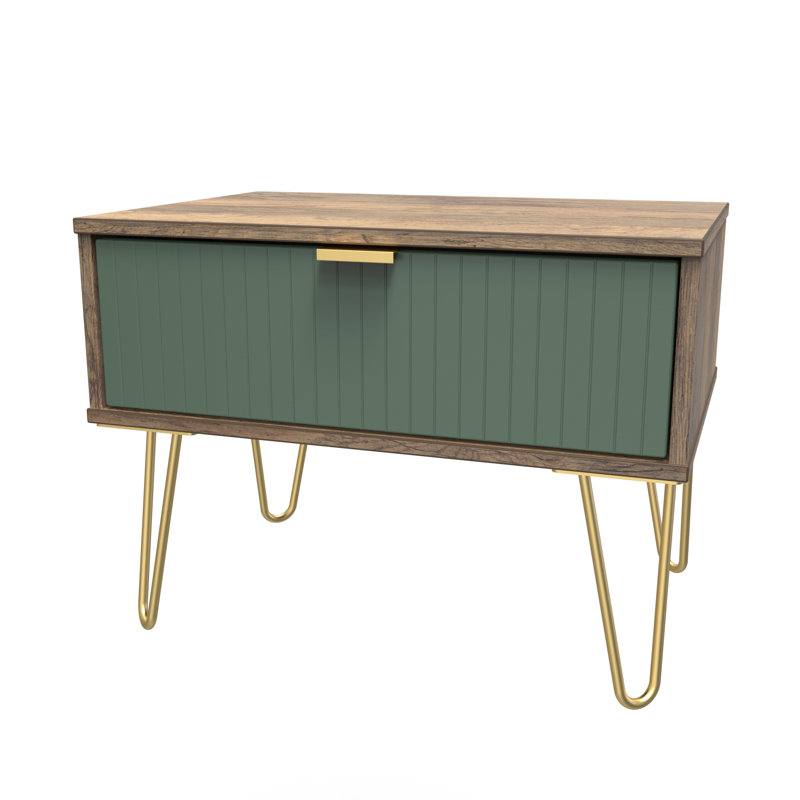 Beranda 1 Drawer Midi Chest (Ready Assembled), Labrador Green/Vintage Oak