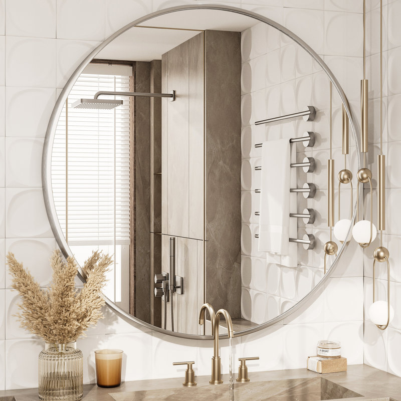 Miroir de salle de bain Molly Easy, 40 po x 40 po, Argent argent