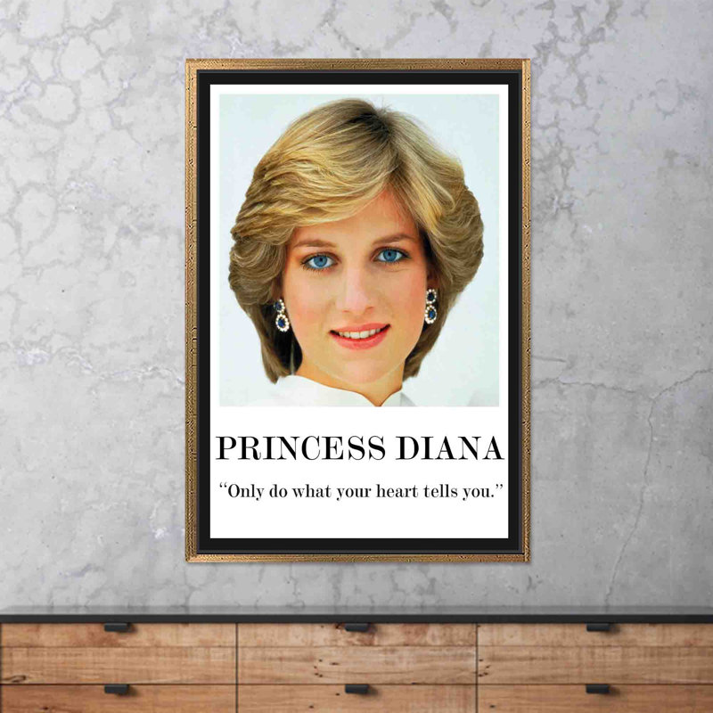 Élégante œuvre d'art sur toile imprimée princesse Diana, décor Royal Tribute, 1P or encadré, H: 27,6 po x l: 19,8 po