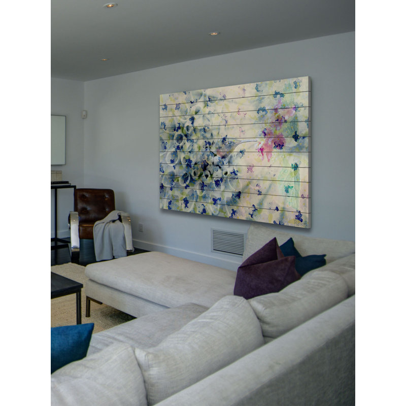 « humming », impression sur bois, 30 po x 45 po