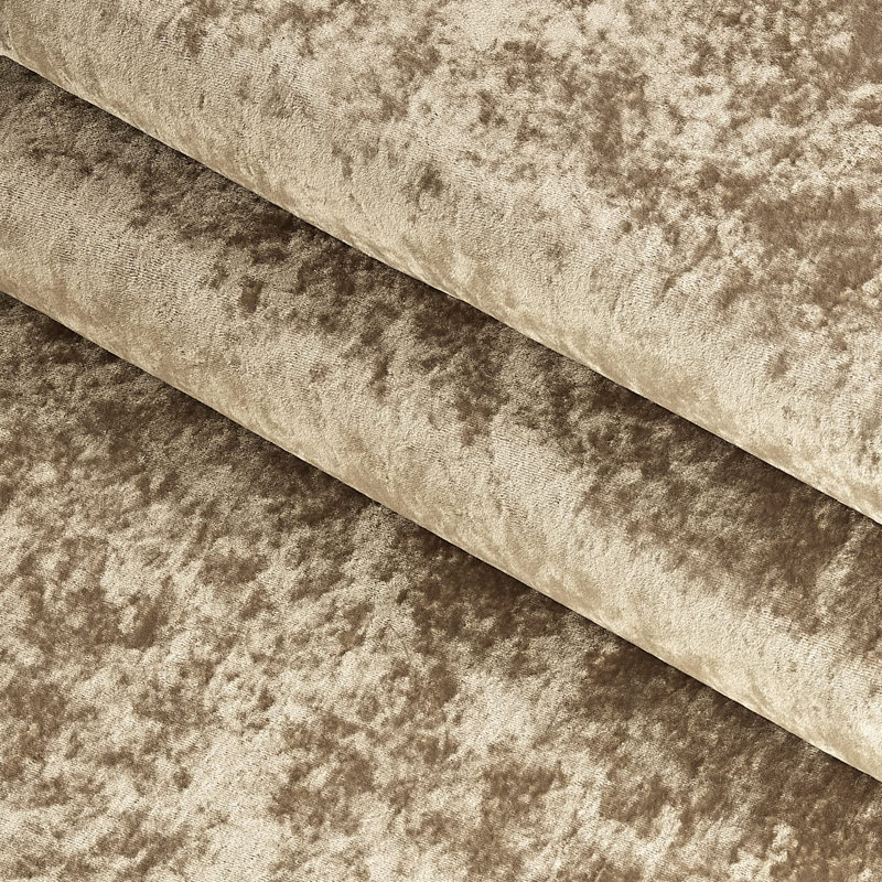 Khaki Distressed Velvet Shower Curtain with Silver Hooks