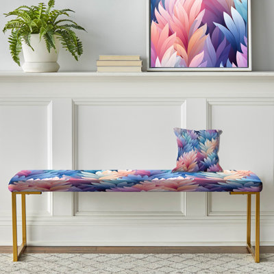 Banc floral rembourré or