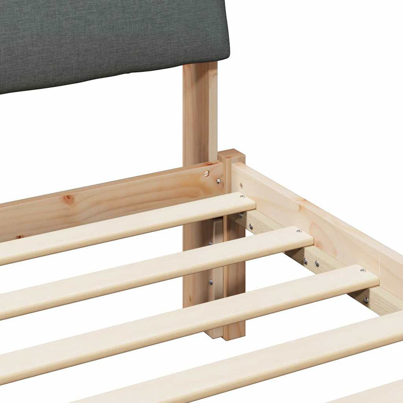 Solid Wood Bed Frame, European Single (90 x 200 cm), Brown/Dark Grey