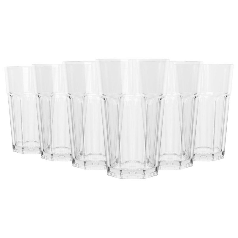 Argon Tableware 400ml Reusable Plastic Highball Glasses - Set of 6