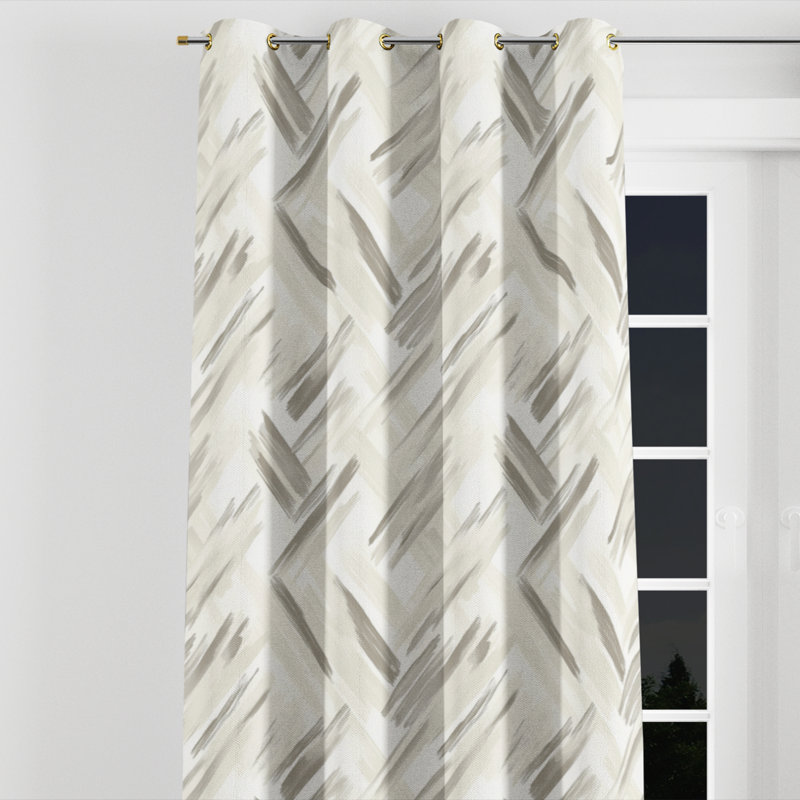 Rideaux à rayures pour chambre à coucher - Rideau à œillets à rayures grises modernes - 1 panneau, L 52 po x L 90 po