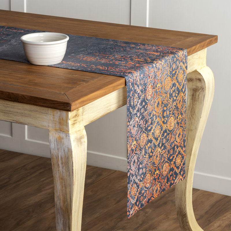 Damask 100% Cotton Table Runner, 72" x 14.5"