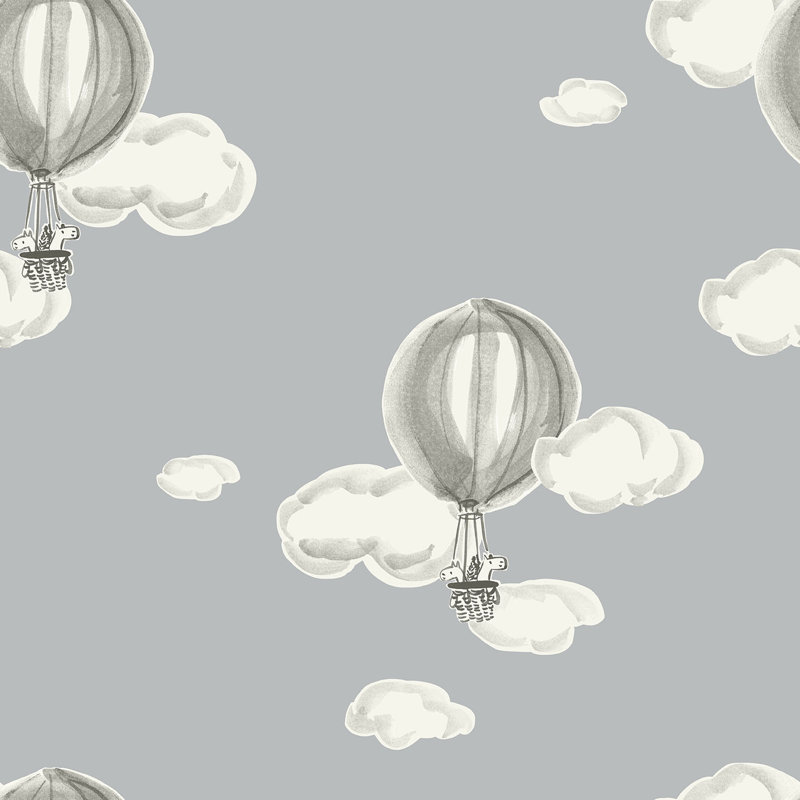 Rouleau de papier peint L 33 pi x l 20,5 po Yuki Osada Up, Up & Away, Gris