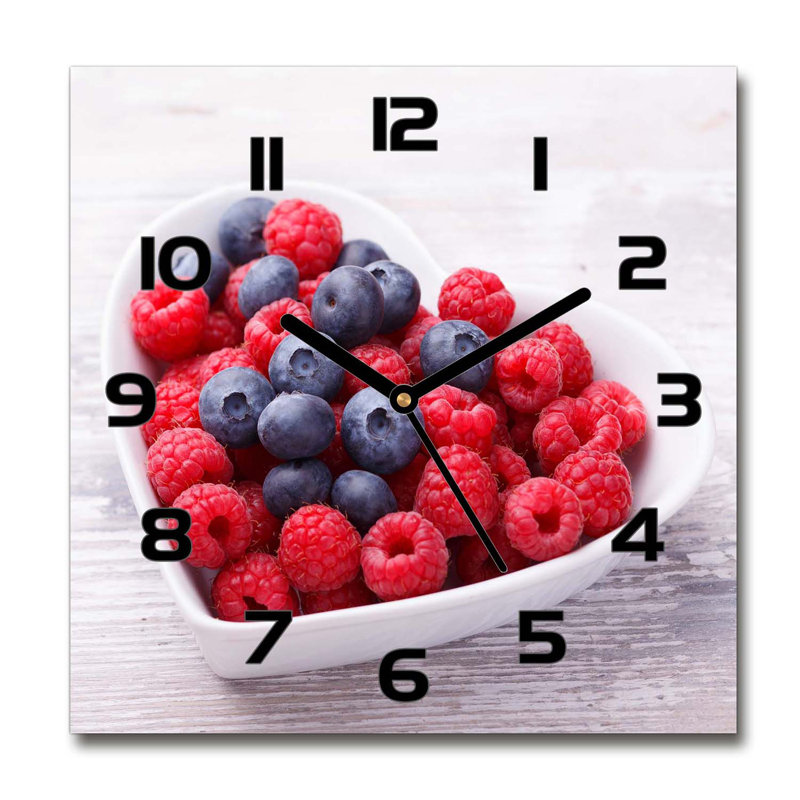 Hermance Glass Wall Clock, Black/Red/Purple/White