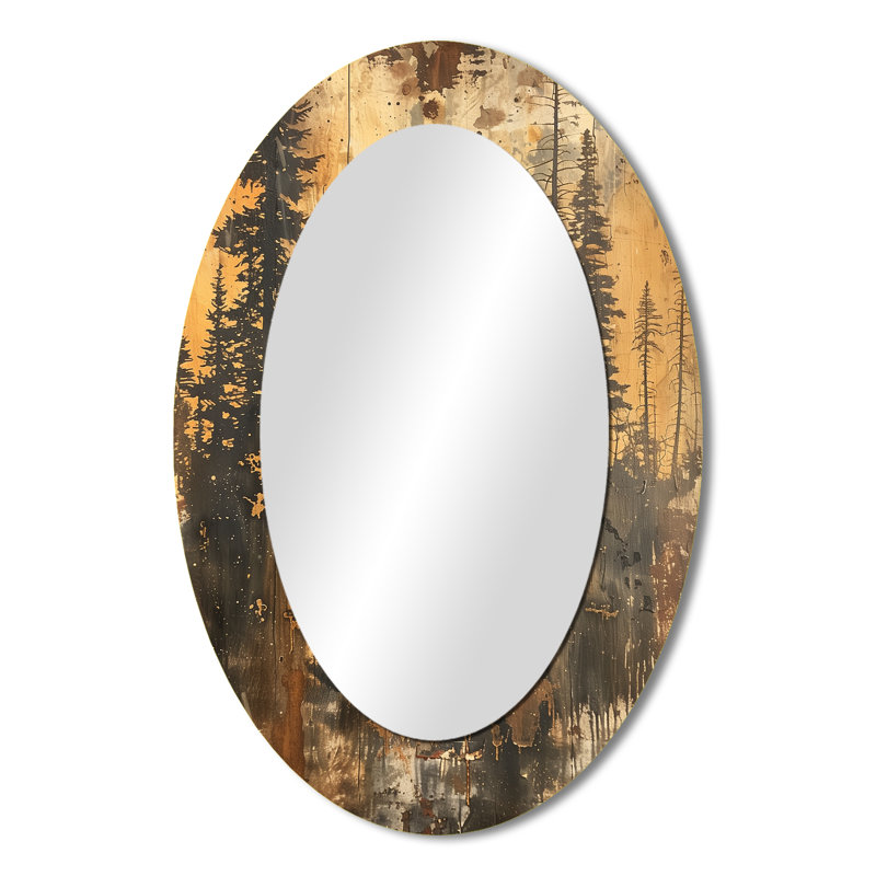 Miroir mural ovale en métal brun et mystérieux Bigfoot, 36 po x 24 po
