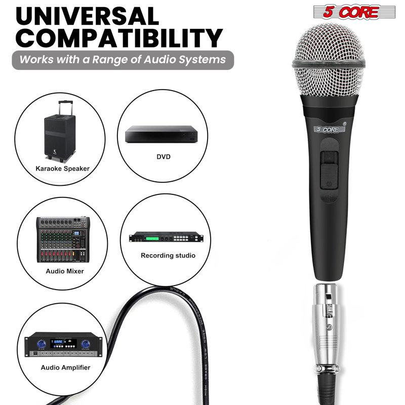5 Core Microphone XLR Dynamic Karaoke Singing Handheld Microfono Professional Vocal DJ Music Mic