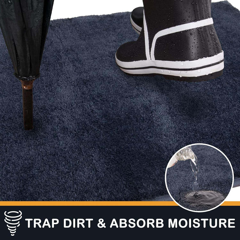 Dirt Trapping Door Mat 20" X 31.5", Non-Slip Machine Washable Entryway Rug, Dog Doormat, Indoor Front Door Mat,  Absorbent Entry Rug For Muddy Shoes & Paws, Navy Blue