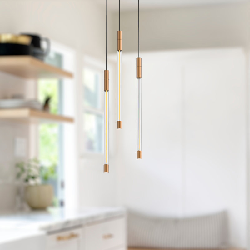 Motif 3 - Light Brushed Gold LED Cluster Pendant, 5.5" H x 13" W x 13" D