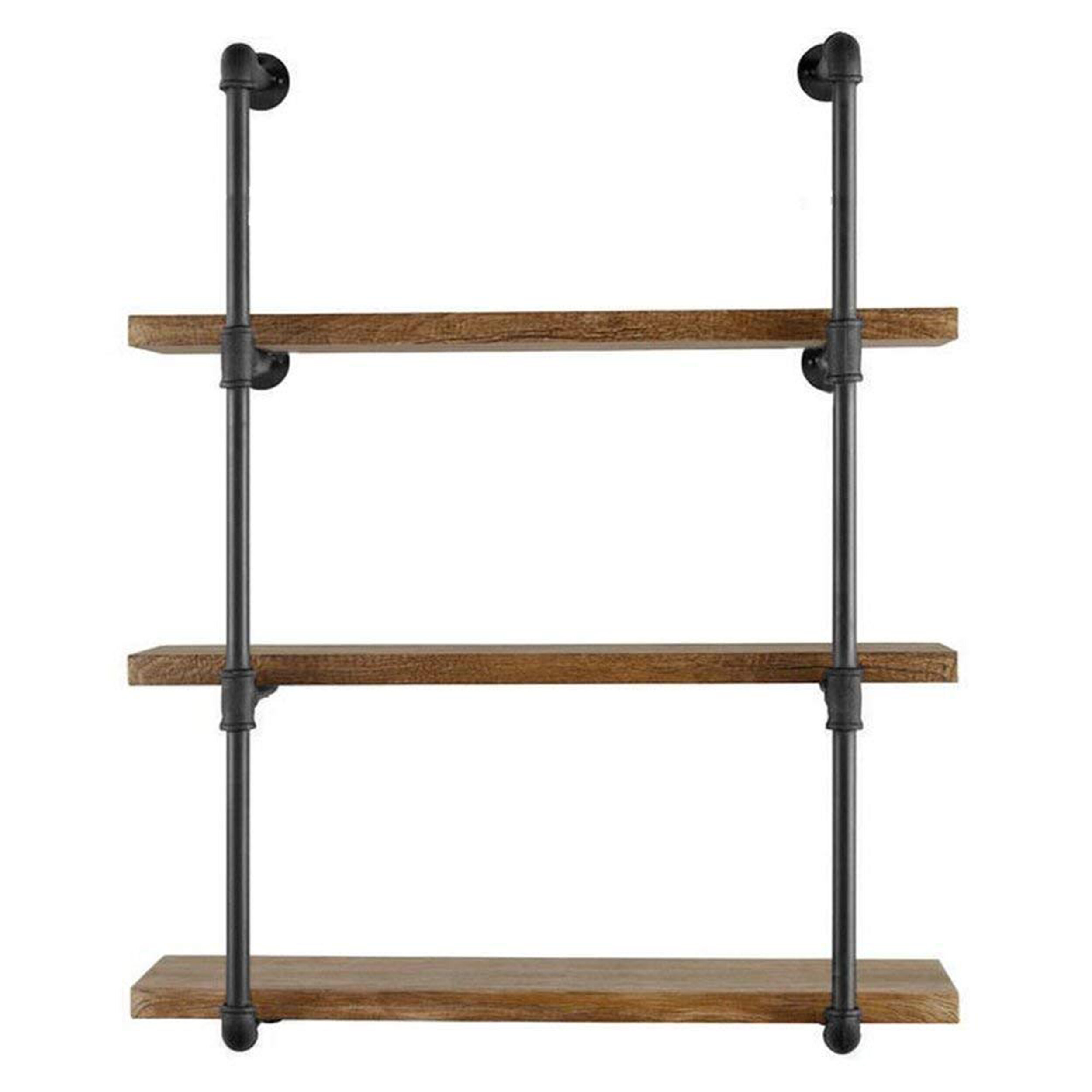 HOMCOM Industrial Pipe Style Shelf 4-Tier Wall-Mounted Utility Bookcase Floating