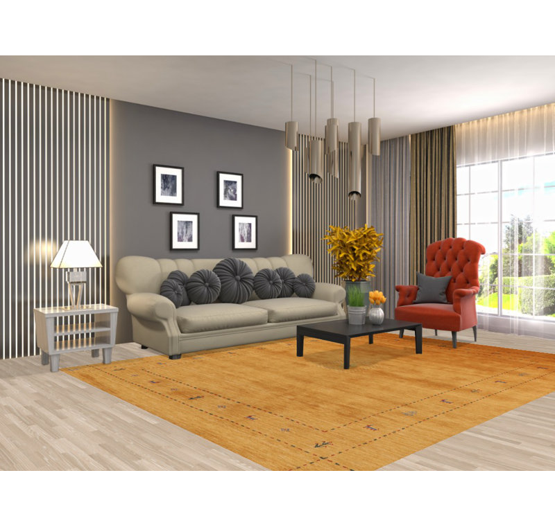 Tapis tribal jaune rouille Gabbeh