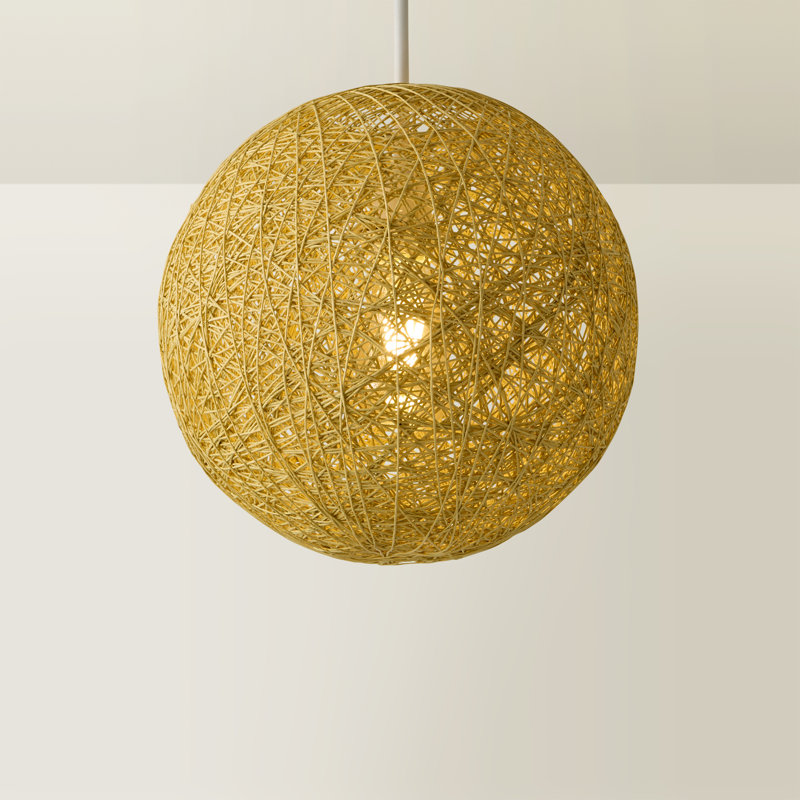 Morlon 29 cm H Round Bamboo Pendant Shade ( Screw On ), Cream