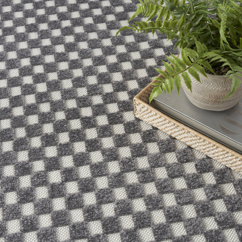 Ebern Designs Care Free Grey Modern Indoor Rug, Rectangle 6'7" x 9'2"