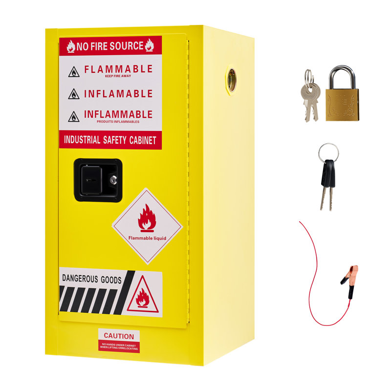 Armoire de sécurité 30 gallons 35 x 18 x 18 po avec tablettes réglables, acier jaune, H 18 po x l 35 po x P 18 po