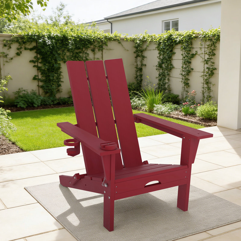 Outdoor Folding Adirondack Chair , Red