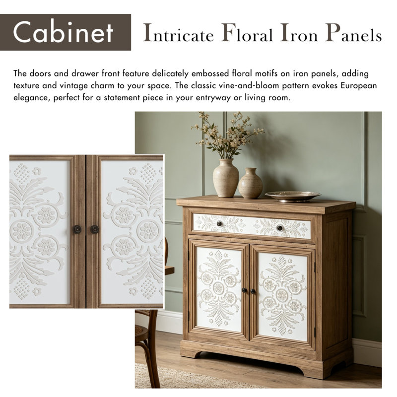 34.65" 2-door Solid Wood Sideboard for Small Space