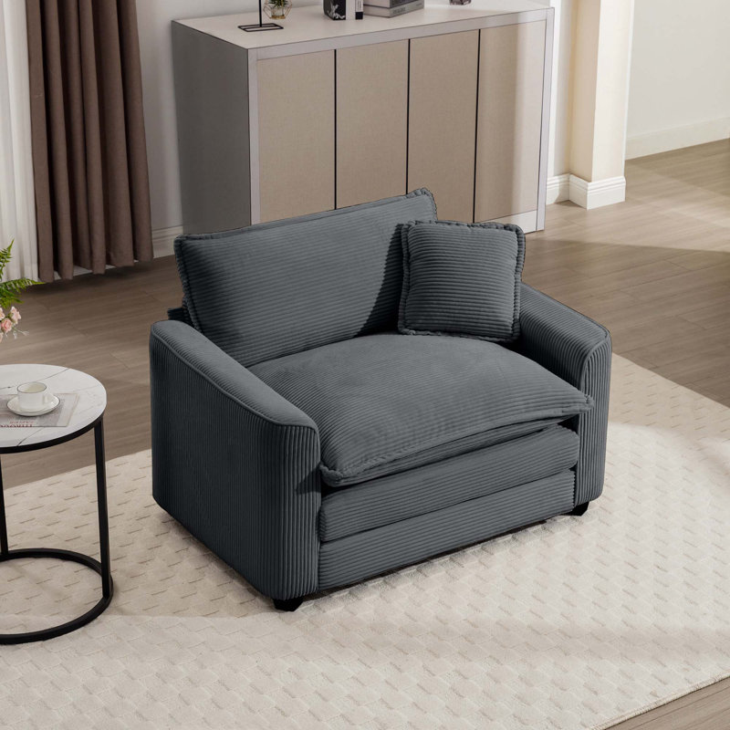 Fauteuil d'appoint simple en velours côtelé, Gris