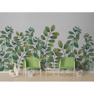 Papier peint amovible avec feuilles vertes et plantes de jardin