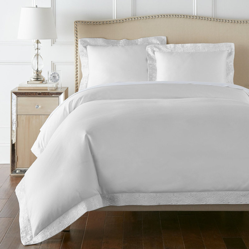 Ariane Duvet Cover Set, White, King Duvet Cover + 2 King Sham