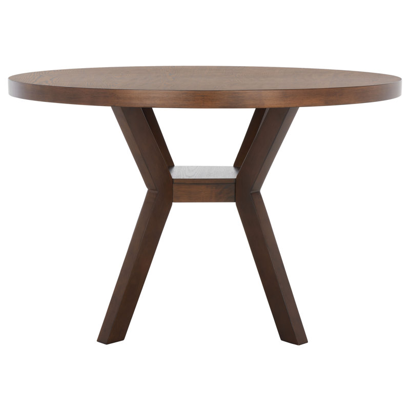 Luis Round Black Oak Wood Dining Table for Six