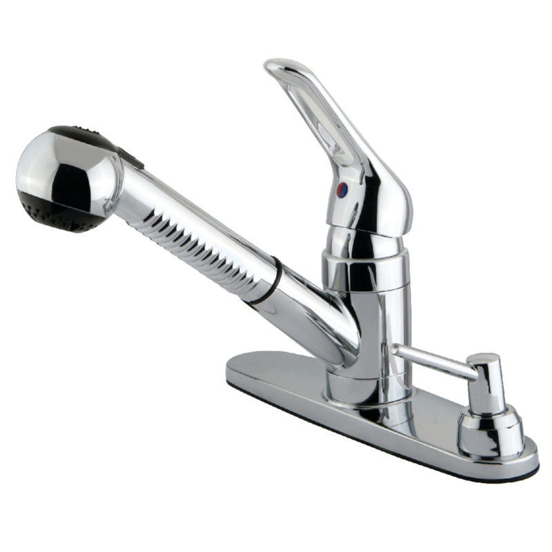 Robinet de cuisine à poignée simple pull out, Chrome poli